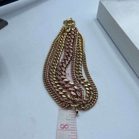 Giles & Bro 7 strands large chain bracelet. Rose & yellow gold colored. - Picture 8 of 9
